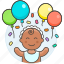 happy, balloon, baby, bib, party, smille, infant, family, confetti, hat 