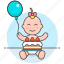 baby, balloon, birthday, cake, family, girl, happy, infant, party, strawberry, sweet 