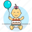 balloon, happy, infant, baby, birthday, sweet, girl, party, strawberry, cake, family 