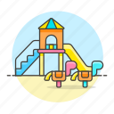 area, family, park, play, playground, recreation, seesaw, slide
