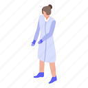business, cartoon, computer, doctor, isometric, medical, woman