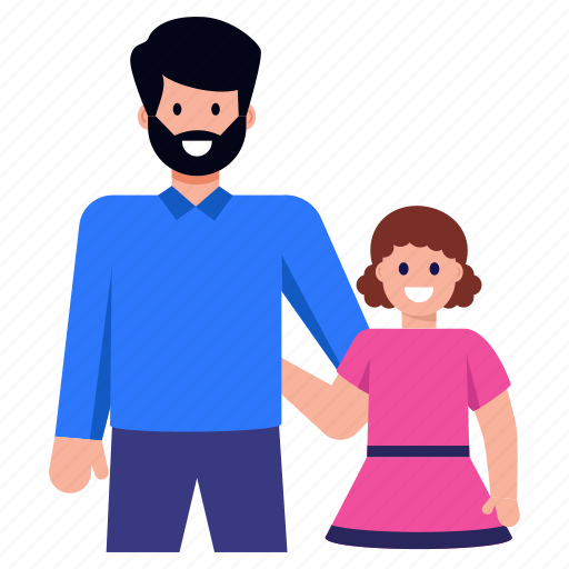 Fatherhood, father daughter, paternity, father daughter bonding, father care illustration - Download on Iconfinder