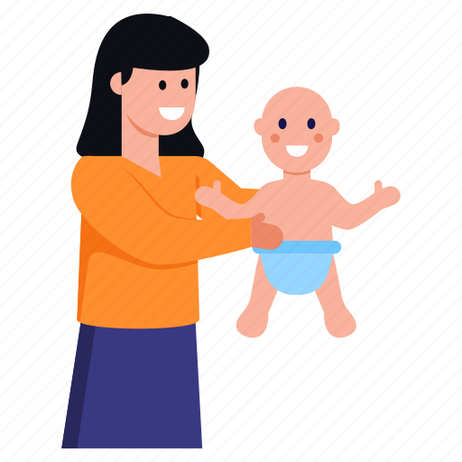 Mom with child, mom with baby, mom with son, motherhood, mother illustration - Download on Iconfinder