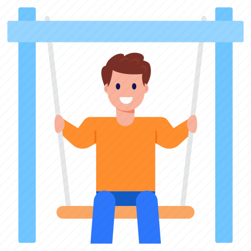 Boy playing, boy swinging, swing, boy on swing, children swing illustration - Download on Iconfinder