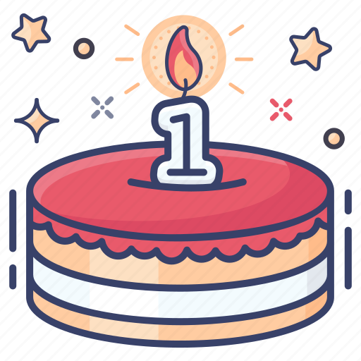 1st birthday cake, bakery food, cake, celebration cake, cream cake, dessert icon - Download on Iconfinder