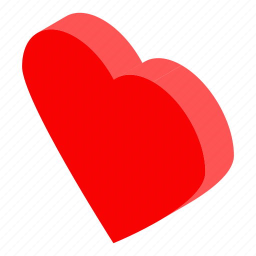 Cartoon, heart, isometric, love, red, valentine, wedding icon - Download on Iconfinder