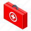 aid, cartoon, first, isometric, kit, medical, red 