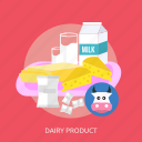 bread, candy, cheese, cow, dairy product, glass, milk