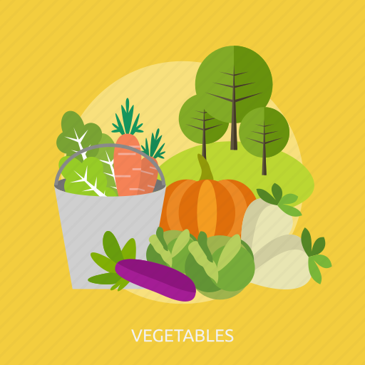 Agriculture, buckets, cabbage, carrot, eggplant, tree, vegetables icon - Download on Iconfinder