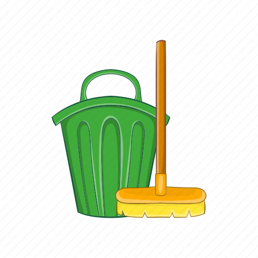 Bucket, can, cartoon, cleaner, mop, tool, trash icon - Download on Iconfinder