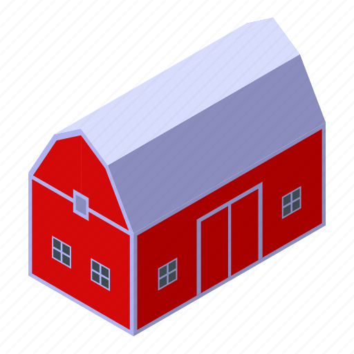 Barn, cartoon, farm, house, isometric, red, vintage icon - Download on Iconfinder