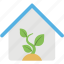 eco home, ecology concept, farmhouse, greenhouse, plants nursery 
