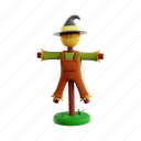 scarecrow, farming activity, 3d icon, 3d illustration, farming, agriculture, bird deterrent, field protection 
