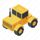 business, car, cartoon, isometric, silhouette, tractor, yellow