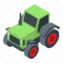 cartoon, construction, green, isometric, nature, silhouette, tractor