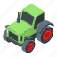 cartoon, construction, green, isometric, nature, silhouette, tractor 