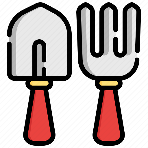 Trowel, rake, farming, and, gardening, tool, fork icon - Download on Iconfinder