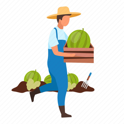 Male, farmer, harvest, watermelon, carrying illustration - Download on Iconfinder