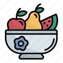 fruit, food, fresh, bowl, watermelon, pear, fruit salad