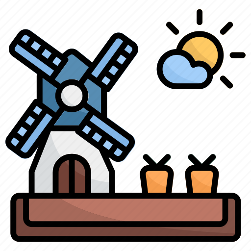 Windmill, nature, farming, farm, monuments, carrots, sunny icon - Download on Iconfinder