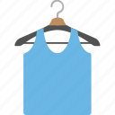 blue sleeveless top, blue vest, clothes, sleeveless top, vest on hanger
