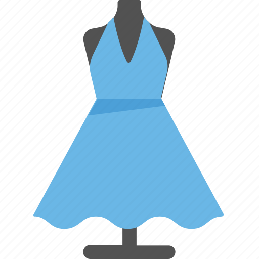 Blue color dress, mannequin with dress, sewing project, tailor mannequin,  women dress icon - Download on Iconfinder