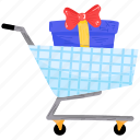 gift, buy gift, gift shopping, shopping trolley, shopping cart