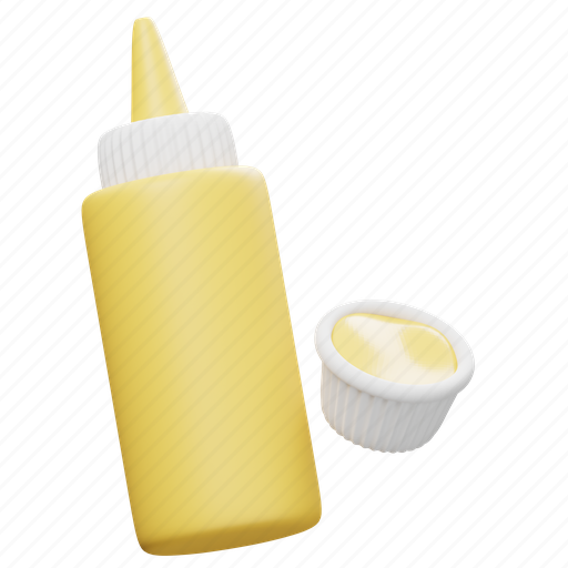 Mustard, cream, bottle, ketchup, food, sauce, icon 3D illustration - Download on Iconfinder