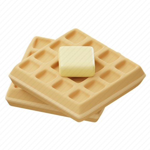 Waffle, sweet food, food, cake, bakery 3D illustration - Download on Iconfinder