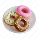 donut, sweet treat, dessert, fast food, food, snack, 3d icon, 3d illustration, 3d render 