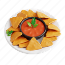 nachos, loaded, cheese, fast food, food, snack, 3d icon, 3d illustration, 3d render 