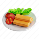 spring roll, fried, asian, fast food, food, snack, 3d icon, 3d illustration, 3d render 