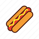 bun, fast, food, hotdog, mustard, sausage