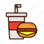 cheeseburger, combo, fast, food, meal, soda 