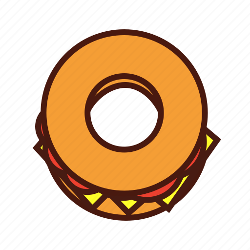 Bagel, breakfast, fast, food, ham and cheese icon - Download on Iconfinder
