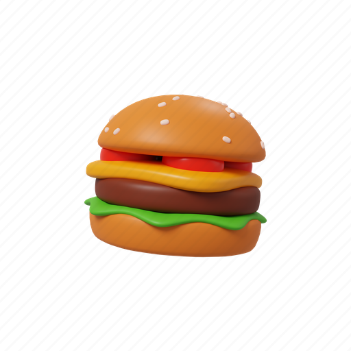 Burger, fastfood, restaurant, kitchen, junk food, cheeseburger 3D illustration - Download on Iconfinder