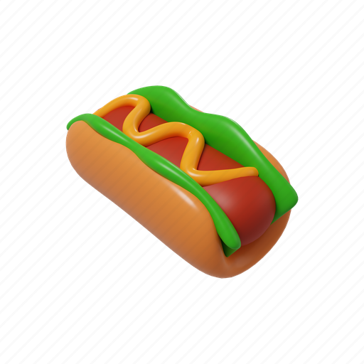 Hotdog, food, meal, burger, fast food, junk food 3D illustration - Download on Iconfinder