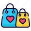 shopping bag, bag, love, heart, sopping 