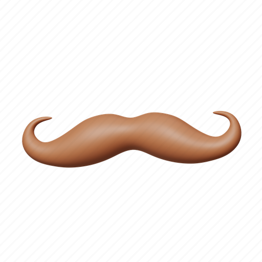 Mustache, brown, father, grandfather, beard, face, man 3D illustration - Download on Iconfinder