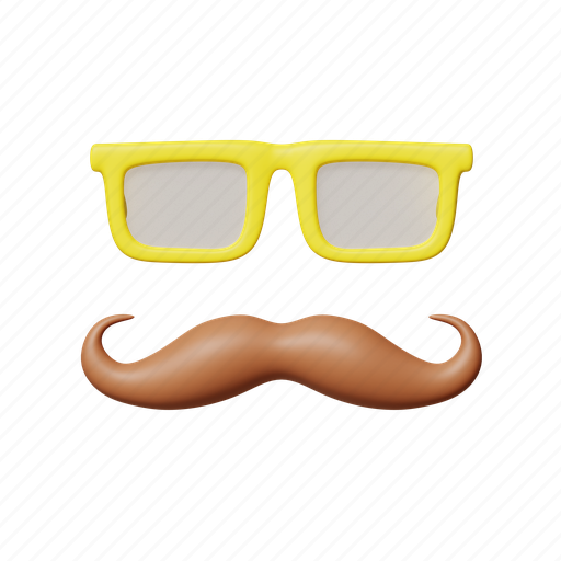 Eyewear, mustache, beard, man, style, father, grandfather 3D illustration - Download on Iconfinder