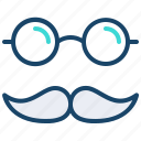 eyeglasses, eyewear, mustache, spectacles
