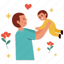 father holding his kid, holding, kid, family, father’s day, father, dad, celebration, sticker