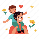 father play with his son, play, son, happy, father’s day, father, dad, celebration, sticker