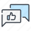 chat, message, like, thumbs up, comment 