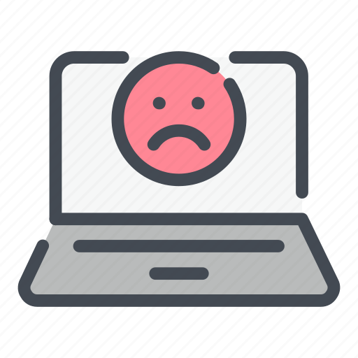Laptop, sad, face, negative icon - Download on Iconfinder