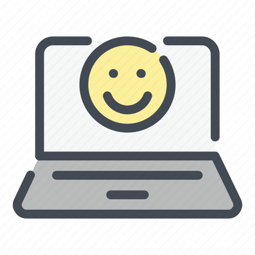 Laptop, head, face, happy, positive, emoji icon - Download on Iconfinder