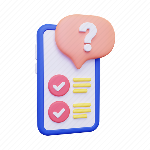 Survey, checklist, check, data, question, checkmark 3D illustration - Download on Iconfinder