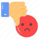 dislike, thumb down, negative, disagree, disapproval, angry, bad impression