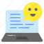 online, testimonial, feedback, review, customer, happy, laptop 