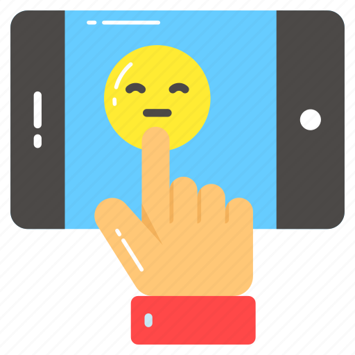 Customer, feedback, satisfied, touch, mobile, emoji, happy icon - Download on Iconfinder
